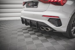 Street Pro Heckschürze Heck Ansatz Diffusor passend für Audi S3 8Y schwarz-rot