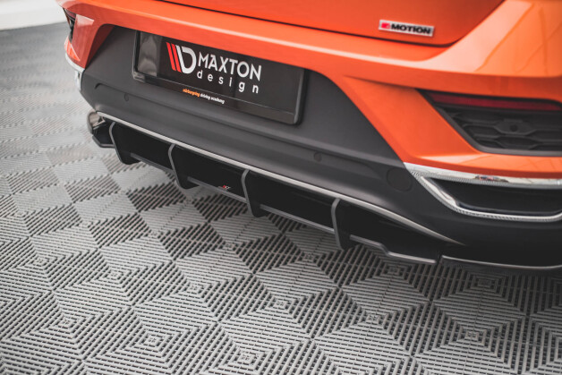 Street Pro Heckschürze Heck Ansatz Diffusor passend für VW T-Roc Mk1 schwarz-rot