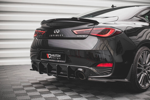 Street Pro Heckschürze Heck Ansatz Diffusor passend für Infiniti Q60 S Mk2 schwarz-rot