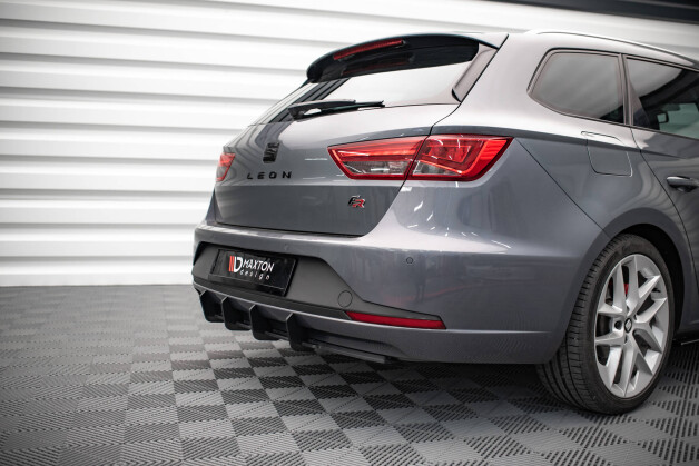 Street Pro Heckschürze Heck Ansatz Diffusor passend für Seat Leon FR Sportstourer Mk3 SCHWARZ