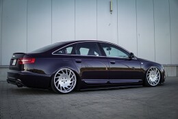 Seitenschweller Ansatz Cup Leisten für AUDI A6 C6 S-LINE FL SEDAN schwarz Hochglanz
