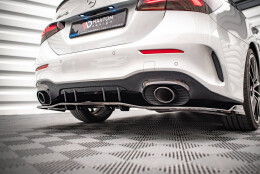 Mittlerer Cup Diffusor Heck Ansatz V.2 passend für Mercedes A 35 AMG Limousine V177 schwarz Hochglanz