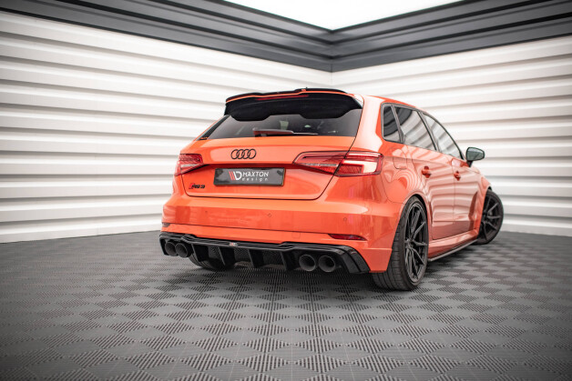 Heck Ansatz Diffusor V.2 passend für Audi RS3 Sportback 8V Facelift schwarz Hochglanz