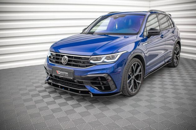 Cup Spoilerlippe Front Ansatz V.2 für VW Tiguan R / R-Line Mk2 FL schwarz Hochglanz