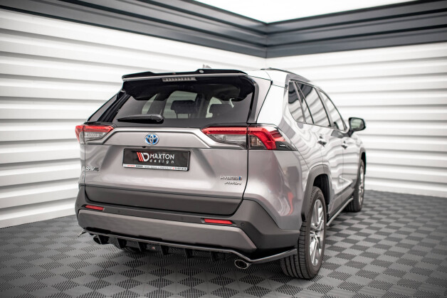 Mittlerer Cup Diffusor Heck Ansatz DTM Look passend für Toyota RAV4 Mk5 schwarz Hochglanz