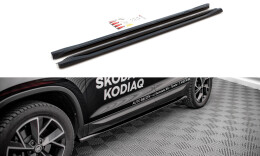 Seitenschweller Ansatz Cup Leisten für Skoda Kodiaq Mk1 Facelift schwarz Hochglanz