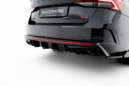Heck Ansatz Diffusor passend für Skoda Octavia RS Liftback / Combi Mk4 Facelift schwarz Hochglanz