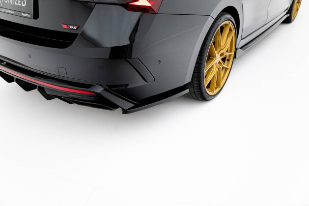Heck Ansatz Flaps Diffusor V.3 passend für Skoda Octavia RS Liftback / Combi Mk4 Facelift schwarz Hochglanz