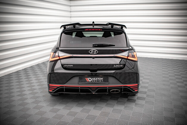 Mittlerer Cup Diffusor Heck Ansatz DTM Look passend für Hyundai I20 N Mk3 schwarz Hochglanz