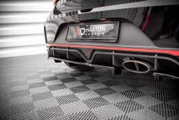 Mittlerer Cup Diffusor Heck Ansatz DTM Look passend für Hyundai I20 N Mk3 schwarz Hochglanz