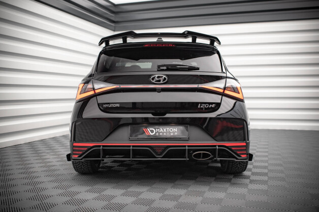 Street Pro Heckschürze Heck Ansatz Diffusor passend für Hyundai I20 N Mk3 schwarz-rot