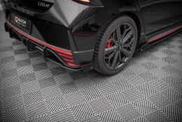 Street Pro Heck Ansatz Diffusor + Flaps passend für Hyundai I20 N Mk3 SCHWARZ+ HOCHGLANZ FLAPS