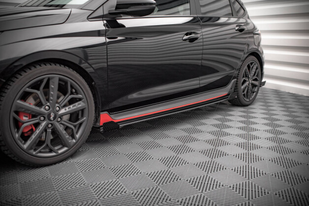 Street Pro Seitenschweller Ansatz Cup Leisten passend für Hyundai I20 N Mk3 rot+ Hochglanz Flaps