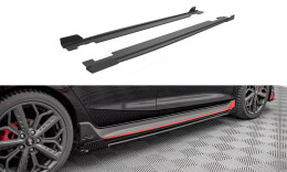 Street Pro Seitenschweller Ansatz Cup Leisten passend für Hyundai I20 N Mk3 rot+ Hochglanz Flaps