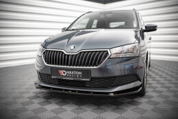 Street+ Spoilerlippe Front Ansatz passend für Skoda Fabia Mk3 FL schwarz Hochglanz