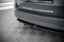 Mittlerer Cup Diffusor Heck Ansatz DTM Look passend für Skoda Fabia Combi Mk3 Facelift schwarz Hochglanz
