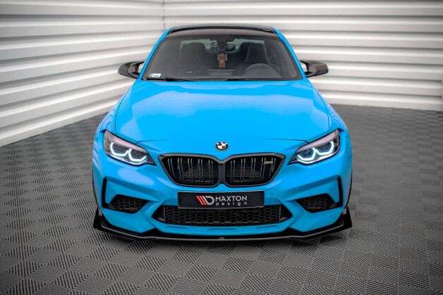 Street Pro Cup Spoilerlippe Front Ansatz passend für BMW M2 F87 SCHWARZ+ HOCHGLANZ FLAPS