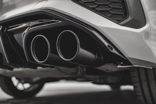 Heck Ansatz Diffusor + Endrohre chrom passend für Audi A3 S-Line Sportback 8Y schwarz Hochglanz