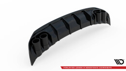 Heck Ansatz Diffusor + Endrohre chrom passend für Audi A3 S-Line Sportback 8Y schwarz Hochglanz