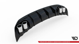 Heck Ansatz Diffusor + Endrohre chrom passend für Audi A3 S-Line Sportback 8Y schwarz Hochglanz