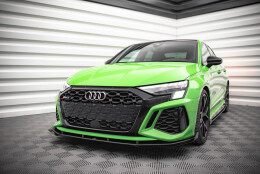 Street Pro Spoilerlippe Front Ansatz + Flaps V.1 passend für Audi RS3 8Y schwarz Hochglanz