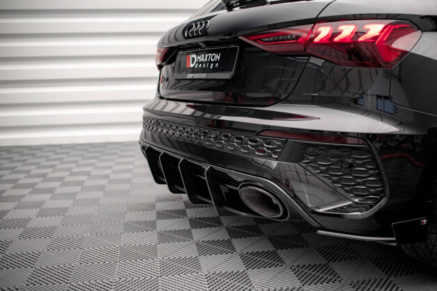 Street Pro Heckschürze Heck Ansatz Diffusor passend für Audi RS3 Sportback 8Y SCHWARZ