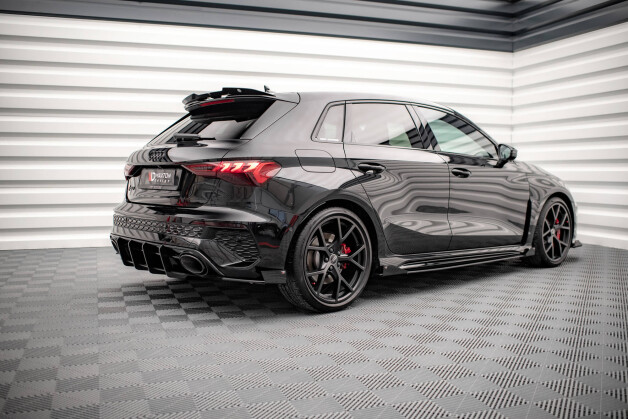 Street Pro Seitenschweller Ansatz Cup Leisten passend für Audi RS3 Sportback 8Y rot+ Hochglanz Flaps