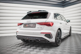Mittlerer Cup Diffusor Heck Ansatz DTM Look passend für Audi A3 S-Line Sportback 8Y schwarz Hochglanz