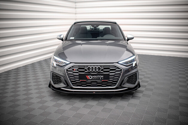 Street Pro Cup Spoilerlippe Front Ansatz passend für Audi S3 / A3 S-Line 8Y SCHWARZ+ HOCHGLANZ FLAPS