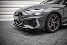 Street Pro Cup Spoilerlippe Front Ansatz für Audi S3 / A3 S-Line 8Y schwarz+ Hochglanz Flaps