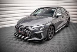 Street Pro Cup Spoilerlippe Front Ansatz passend für Audi S3 / A3 S-Line 8Y rot+ Hochglanz Flaps