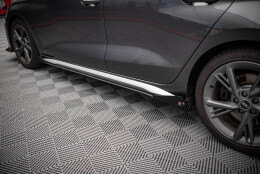 Street Pro Seitenschweller Ansatz Cup Leisten + Flaps für V.1 Audi S3 / A3 S-Line 8Y / 8Y Facelift schwarz Hochglanz