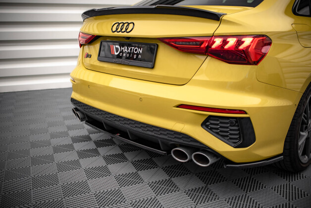 Mittlerer Cup Diffusor Heck Ansatz passend für Audi S3 Limousine 8Y schwarz Hochglanz