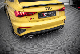 Mittlerer Cup Diffusor Heck Ansatz passend für Audi S3 Limousine 8Y schwarz Hochglanz