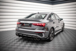 Street Pro Heck Ansatz Diffusor + Flaps passend für Audi S3 Limousine 8Y SCHWARZ+ HOCHGLANZ FLAPS