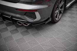 Street Pro Heck Ansatz Diffusor + Flaps passend für Audi S3 Limousine 8Y SCHWARZ+ HOCHGLANZ FLAPS