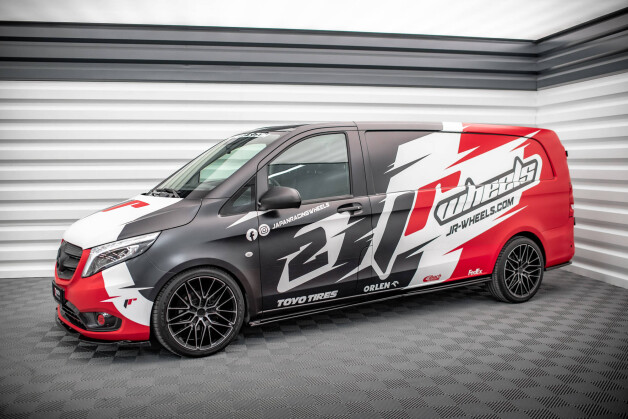 Seitenschweller Ansatz Cup Leisten für Mercedes-Benz Vito Extra Long W447 schwarz Hochglanz