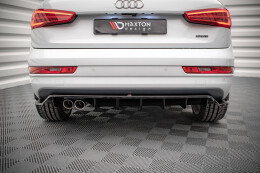 Mittlerer Cup Diffusor Heck Ansatz DTM Look für Audi Q3 S-Line 8U Facelift schwarz Hochglanz