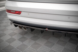 Mittlerer Cup Diffusor Heck Ansatz DTM Look passend für Audi Q3 Sport 8U Facelift schwarz Hochglanz