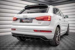 Mittlerer Cup Diffusor Heck Ansatz DTM Look passend für Audi Q3 Sport 8U Facelift schwarz Hochglanz