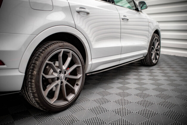 Seitenschweller Ansatz Cup Leisten passend für Audi Q3 Sport 8U Facelift schwarz Hochglanz