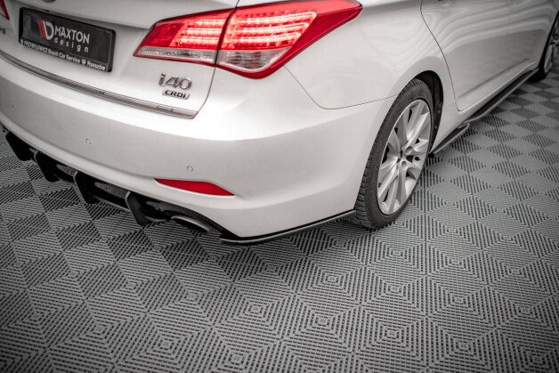 Heck Ansatz Flaps Diffusor passend für Hyundai I40 Mk1 schwarz Hochglanz