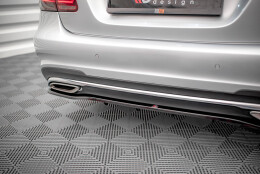 Mittlerer Cup Diffusor Heck Ansatz DTM Look passend für Mercedes-Benz E AMG-Line Limousine W212 Facelift schwarz Hochglanz