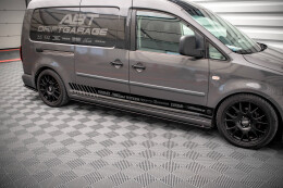 Seitenschweller Ansatz Cup Leisten für VW Caddy Long Mk3 FL schwarz Hochglanz