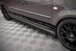 Seitenschweller Ansatz Cup Leisten passend für VW Caddy Lang Mk3 Facelift schwarz Hochglanz
