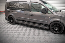 Street+ Seitenschweller Leisten passend für VW Caddy Long Mk3 FL schwarz Hochglanz
