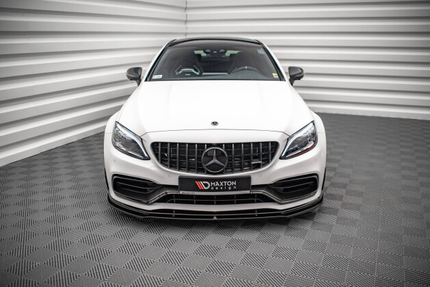 Cup Spoilerlippe Front Ansatz V.1 für Mercedes-AMG C63 Coupe AMG Aero Paket C205 Facelift schwarz Hochglanz