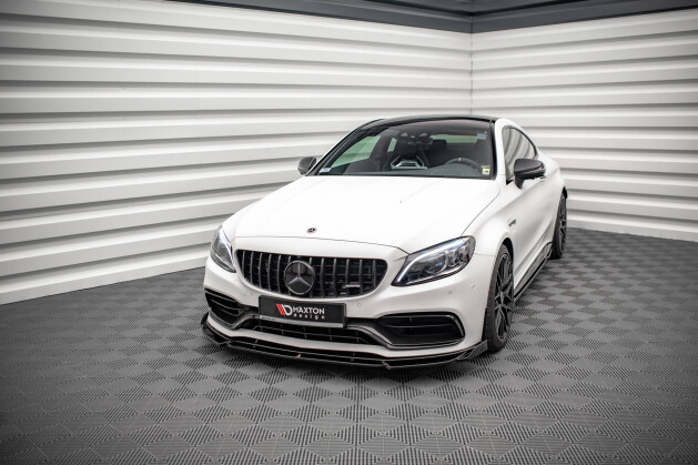 Cup Spoilerlippe Front Ansatz V.2 für Mercedes-AMG C63 Coupe AMG Aero Paket C205 Facelift schwarz Hochglanz