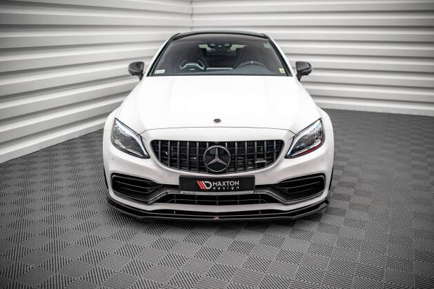 Cup Spoilerlippe Front Ansatz V.3 für Mercedes-AMG C63 Coupe AMG Aero Pack C205 FL schwarz Hochglanz