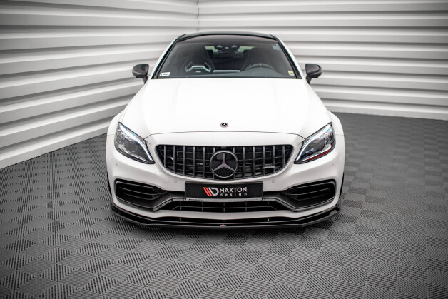 Cup Spoilerlippe Front Ansatz V.3 passend für Mercedes-AMG C63 Coupe AMG Aero Paket C205 Facelift schwarz Hochglanz
